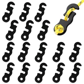 20 Pcs Tent Guide Lines Tensioners S-Shaped Aluminum Alloy Wind Rope Buckle Camping Cord Adjusters Portable For Hiking Backpacking Picnic Shelter Shade Canopy Outdoor Black
