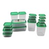 17PCS Food Container Green Fridge Bins Food Grade Plastic Leakage
