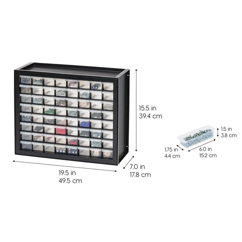 IRIS USA Bead Organizer Drawers, 64-Drawer, Screw Tool Electronics Hardware