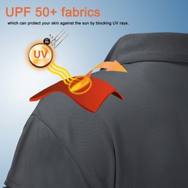 MIER Men's Outdoor Performance Tactical Polo Shirts Long and Short Sleeve, Moisture-Wicking, Grey, L