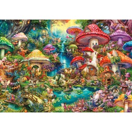 Buffalo Games - Gold - Aimee Stewart - Merry Mushroom Village Picnic - 500 Piece Jigsaw Puzzle for Adults - Challenging Puzzle Perfect for Game Nights