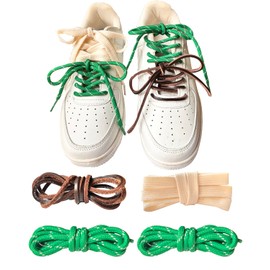 4 Pairs Shoe Laces for Miu Miu Sneaker, Brown Waxed Shoe Laces, Strong Braided Round Shoelaces Leather Replacement Laces Kit B