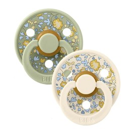 Bibs Round Natural Dummy Pacifier - Liberty Collection - Eloise/Sage, Size 2 (6+ m)
