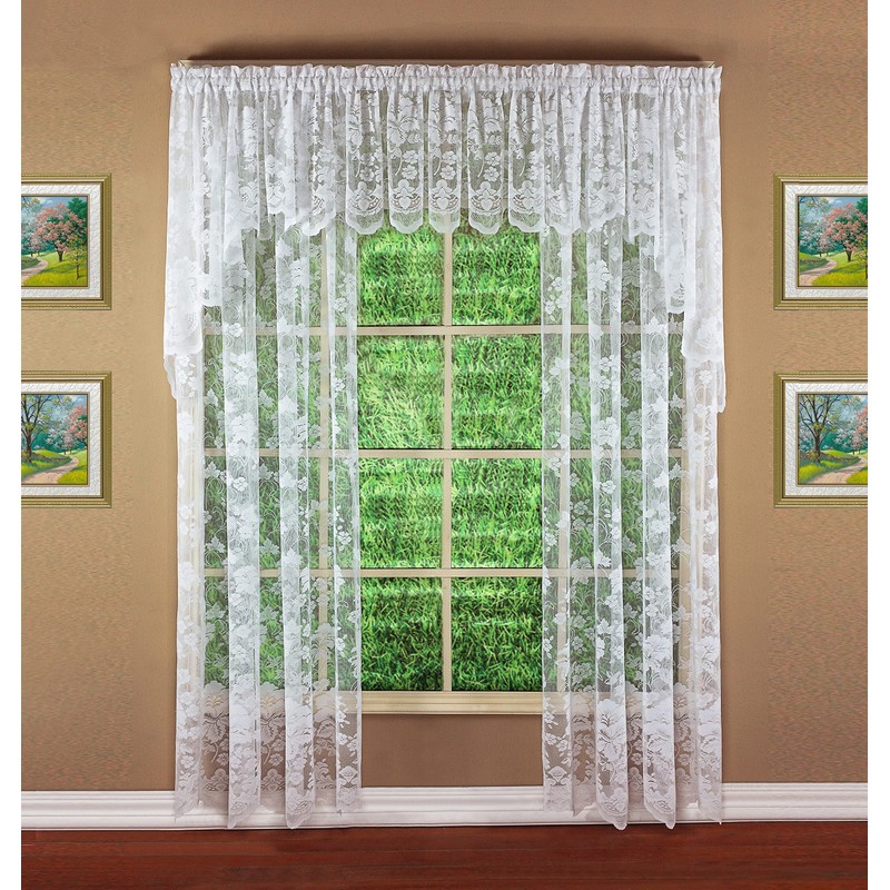Today's Curtain Floral Vine Lace Panel 72", White, 60W x