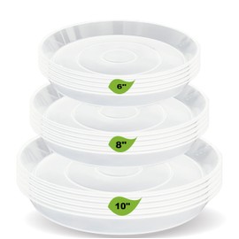 LWALRS Plant Saucer Tray, 15 Pack (6 8 10 inch) Plastic Plant Saucers for Indoors Outdoor, Heavy Duty Drainage Drip Water Trays for Planter Pots Flower, Clear Pot Saucers Trays for Plants