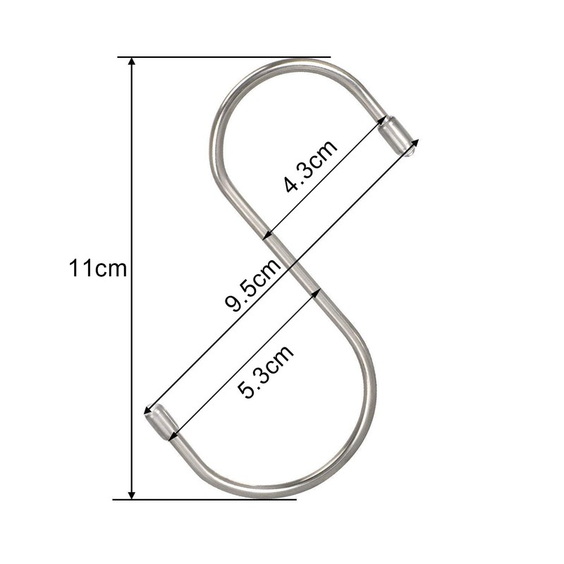 S Shaped Hooks, Large S Hooks, Stainless Steel, Set of