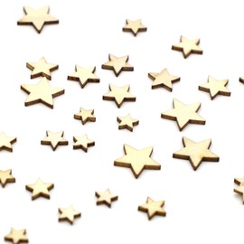 CHEERYMAGIC Wooden Star, Wooden Craft Star Shapes Ornament, Mixed Size Star Embellishment for Crafting, Wood Star Slices for Wedding Party Scrapbook DIY Decoration A9WJXZSMP