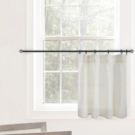 Basement Window Curtains,Small 12 Inch Length Sheer Semi Privacy Cafe Linen Pinch Pleated Tiny Curtains for Kitchen Top of Window Door