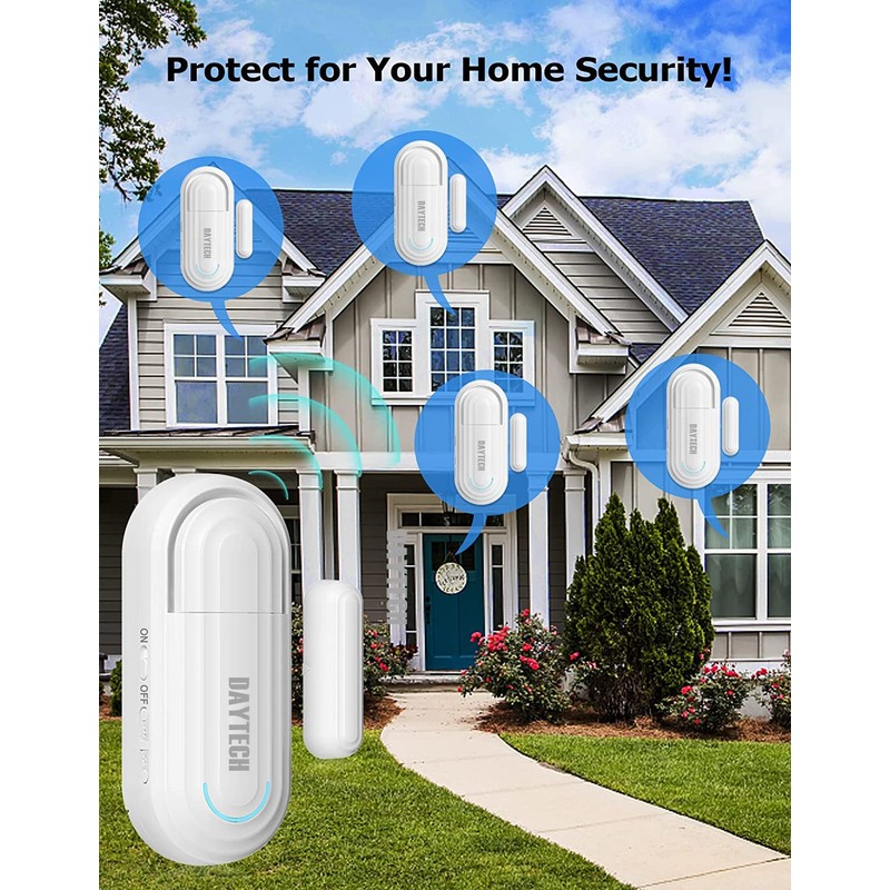 DAYTECH Door Alarm Sensor Volume Adjustable Door Open Sensor Chime