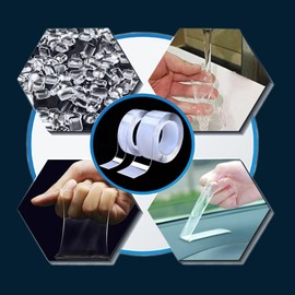 Double Sided Magic Tape, Super Strong, Transparent, No Mess Residue, High Viscosity, Repeated Heat Resistant, Washable, DIY, Multi-functional, Multiple Sizes, Prevents Slipping, Home, Entrance Mat,
