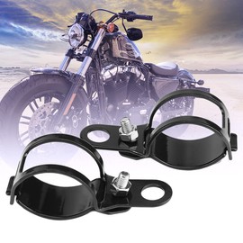 Pack of 2 Motorcycle Turn Signal Brackets, Fits 30-45 mm Front Fork, Scooter, Indicator Brackets, Metal Signal Clamps, Black, Moving Modified Clamp Universal (Black)