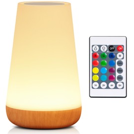 Ledivion Night Light, LED Touch Bedside Table Lamp, 13 RGB Colours Changing, 5 Brightness Level Switch, Timing Function, Rechargable Remote Control Dimmable Light for Bedroom, Living Room