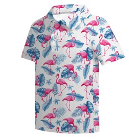 Boy's Golf Shirts Short Sleeve Polo Shirts Performance Golf Clothes Print School Uniform Tennis Tops