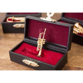 Akizuki Boeki PA01-1/14 Design Trumpet, Gold, W1.8 x D0.5 x H0.4 inches (4.8 x 1.3 x 1 cm), Miniature Band, Pin Patch