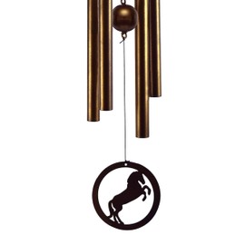 Rivers Edge Products Brass Wind Chime, 29 by 4 Inches, Soothing Metal Wind Bell for Outside, Durable Outdoor Decor for Patio, Garden, or Cabin, Horse Bronze
