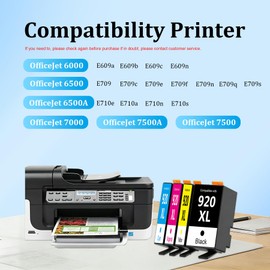 920XL Ink Cartridge (4-Pack, Black Cyan Magenta Yellow)