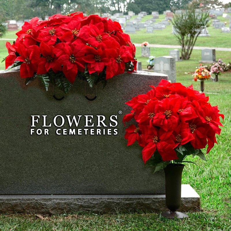 Sympathy Silks Artificial Cemetery Flowers - Headstone Christmas Decor -
