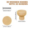 Yicaam Wooden Knobs 30 Pcs Flat Top Round Wooden Drawer