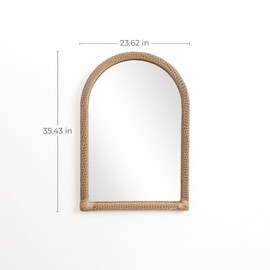 LuxenHome Arched Wall Mirror for Bathroom, 23.5"x35" Large Bamboo Framed Wall Mounted Vanity Mirror for Bedroom, Entryway, Living Room, Hanging Sculptures Accent Farmhouse Home Decor