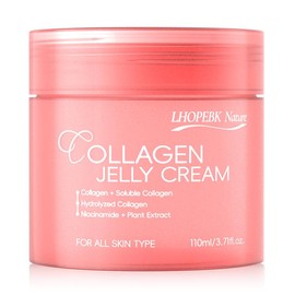 LHOPEBK Nature Collagen Jelly Cream - Niacinamide & Freeze-Dried, Boosts Skin's Barrier Hydration and Hives 24h Glow Lifted Look Moisturizer Skincare Facial - Specification: 110ml *2