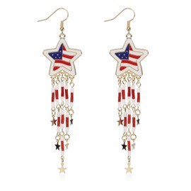 USA Patriotic Red White Blue American Flag Earrings Star USA Drop Earrings 4th of July Independence Day Patriotic Earrings US American Jewelry