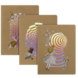 Moleskine Cahier Journal Le Avventure di Alice nel Paese delle Meraviglie,Set 3 Quaderni con Pagine a Righe, Copertina in Cartoncino e Cucitura Singer, con 16 Fogli Staccabili, Formato XL 19 x 25 cm