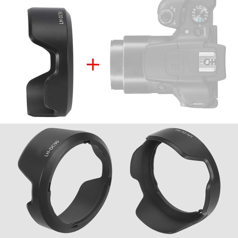 LH‑DC90 Lens Hood, Camera Lens Sunshade Rainproof Cover Replacement for