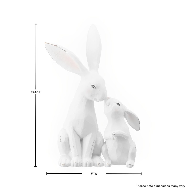 Regency International Resin Bunny Kissing Baby, 10.5 Inches, White, Easter,