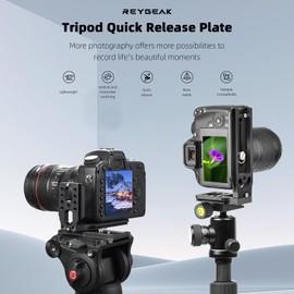 REYGEAK DSLR Camera L Mount Vertical Horizontal Switch Tripod Quick Release Plate with Screws Wrench Compatible with Canon Nikon Sony DJI Osmo Ronin Tripod Monopod (Black)
