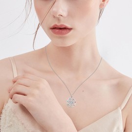 YEESIA Pentagram Necklace S925 Sterling Silver Moon Sun Pentacle Pendant Goddess Pagan Charm Necklaces Jewelry Gifts for Women Girls, Sterling Silver, Cubic Zirconia