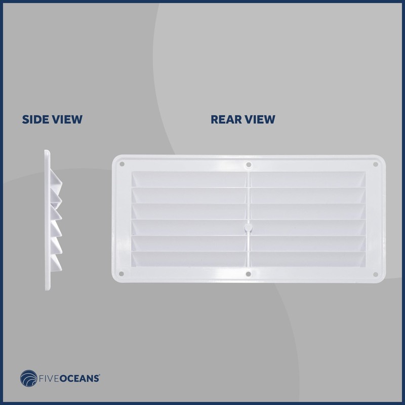 Five Oceans FO590-M2 Rectangular Boat Marine Louvered Ventilators, White Durable