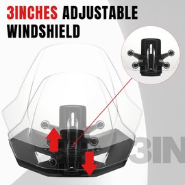 A & UTV PRO Sport Windshield for Can Am Ryker 600, 900, Sport & Rally Edition All Models, 3 inch Stroke Adjustable for Ryker Windshield Accessories, Replace OEM #219401023 #219400771