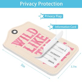 LARTSFRO Pink Cowgirl Luggage Tags for Suitcases, Wild Like The West Sign, Preppy Luggage Tag, Back to School for Students, Trendy 2 Pack Luggage Tags for Travel, Teen Girls Gifts Suitcase Tags