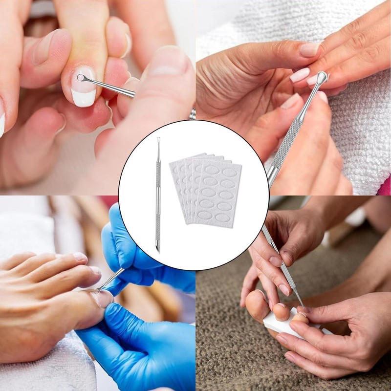 Cuticle Pusher Tool, Professional Nail Tools Set With 50 Grit