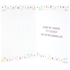 Piccadilly Greetings Modern Milestone Age Happy Birthday Card 90th - 8 x 6 inches - Regal Publishing, red|grey|yellow|green