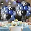 Latex Balloons, Navy Blue Silver, 49 Pieces Metallic Blue Confetti