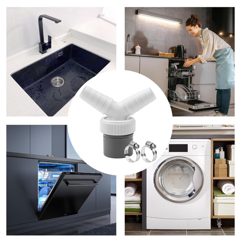 Drain Adaptor for Dishwasher and Washing Machine, 0.75"-0.95" Double Connection
