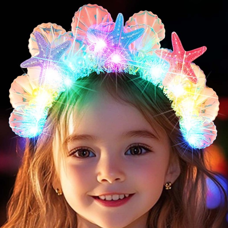 BARTOSI - Diadema de sirena iluminada con luces LED para