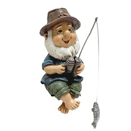 NYSCURE Resin Yard Decoration Figurine - Funny Miniature Statue for Pond, Garden, and Christmas Crafts (Fishing Gnome,3.9 Inches)