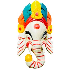 QT Ganesh Antique Hand Crafted Wooden Wall Hanging Sculpture God of Luck/Success Ganesha shape of Elephant Head for Wall Hanging, Son of Lord Shiva Wooden Mask Handmade In Nepal