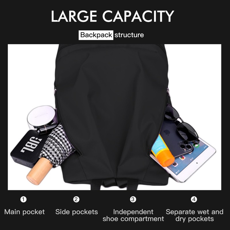 Drawstring Backpack Waterproof with Mesh PocketsString Bag Sackpack Nylon Gym
