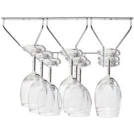 Kurtzy Chrome Glashalter Edelstahl Weinglas Halterung Weinglashalter Regal Schrankeinsatz mit Schrauben & Dübel – 34x32cm Gläserhalterung Hängend für Stielgläser – Glas Aufhängen Bar & Küche