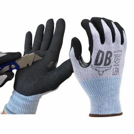 Durabull Safety Workwear Gloves. Spandex for comfort fit. Sandy Nitrile Coating, Giving a Firm, Anti Slip Grip. Reinforced/Heavy Duty Use. Cut Resistant CatD (1, 8)