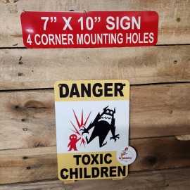 SIGNCHICKEN TOXIC CHILD SIGN 4" X 7" all aluminum, from MONSTERS INC., Pixar movie