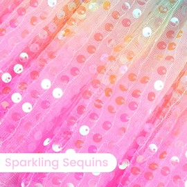 JOCMIC Toddler Girls Tutu Skirts Kids Sequin Tulle Dance Skirts Birthday Party Clothes 2-6T Rainbow