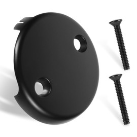 Bathtub Overflow Drain Cover 3-1/8 inch, Two Hole Tub Overflow Drain Cover, Bath Face Plate Bathtub with Screws for Most Standard Bath Tub Drains Black