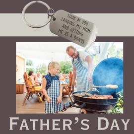 Look at you Landing My Mom, Step Dad Gifts, Stepdad Keychain, Bonus Dad Gifts for Stepdad, Landing My Mom (My)