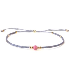 Kelitch crystal gemstone mix beads friendship bracelet charm adjustable bracelet new jewellery, No metal type, Grey E