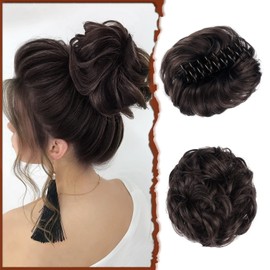 Sofeiyan Hairpiece with Clip, Bun Clip in Claw Hair Extension Updo Hairstyles Wavy Curly Hair Clip Chignon Voluminous Hairpiece Messy Bun Extensions for Women