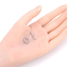 Adabele SJF181-1 - 50 piezas de acero inoxidable quirúrgico de grado 304 de 12 mm con cierre de palanca, hipoalergénico en forma de T, para hacer joyas y manualidades
